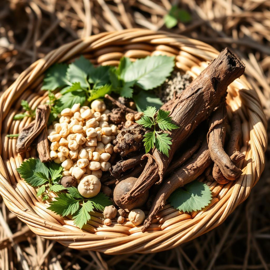 Symbolic imagery representing African Herbal Medicine.