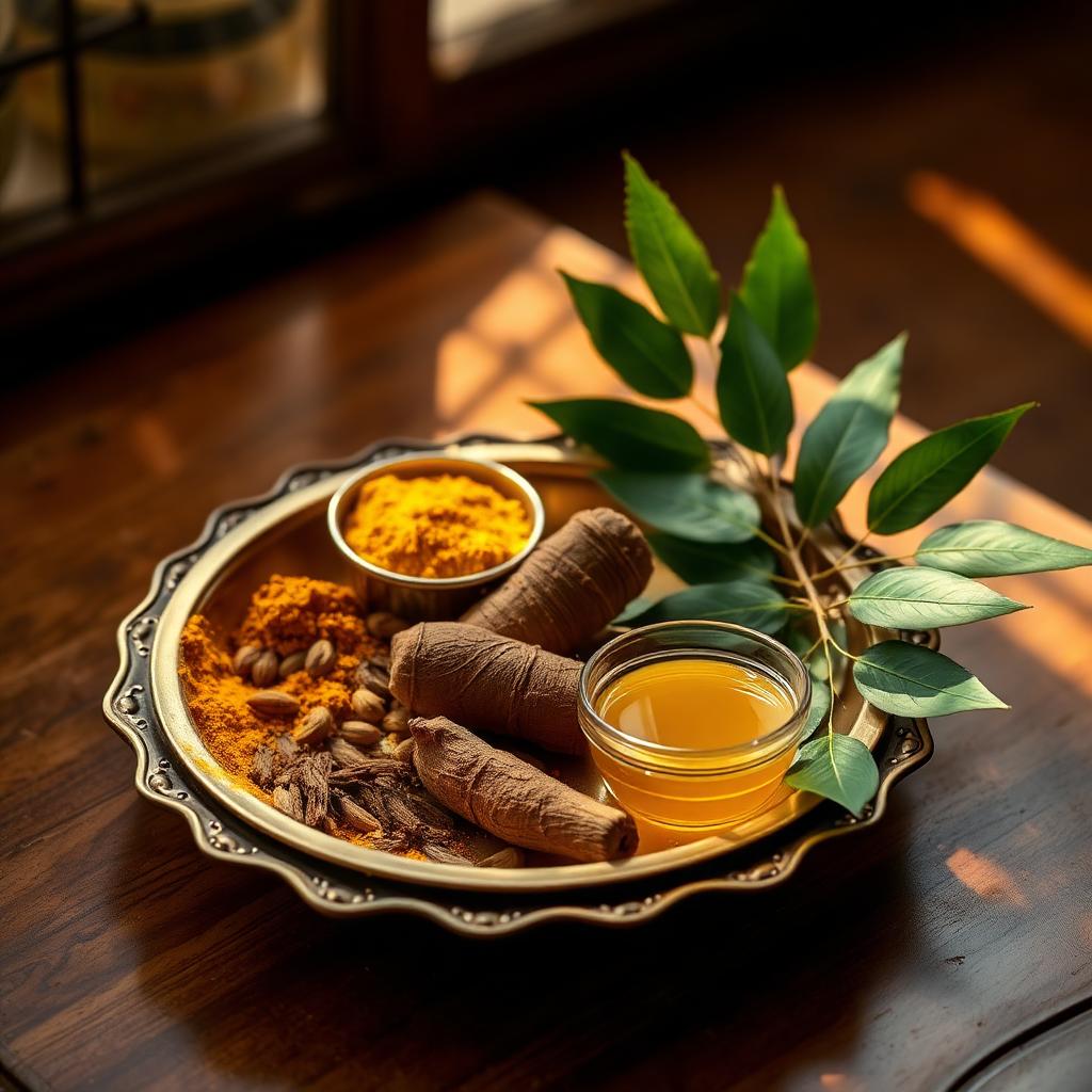 Symbolic imagery representing Ayurveda.