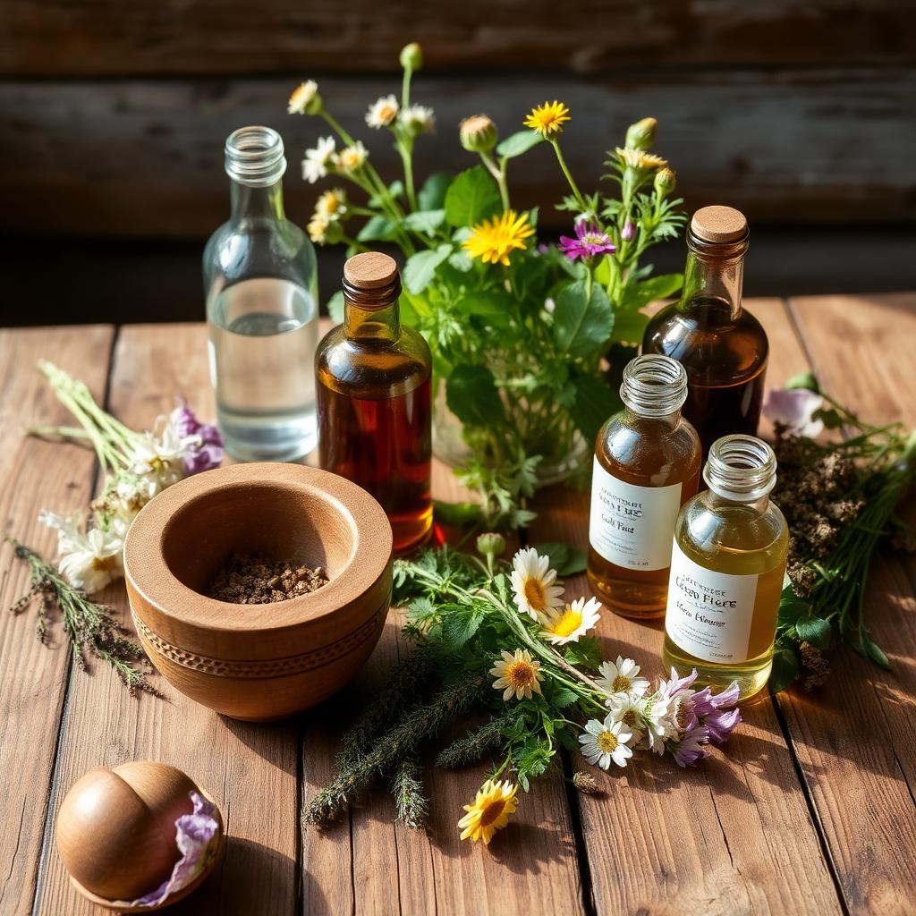 Symbolic imagery representing European Folk Herbalism.