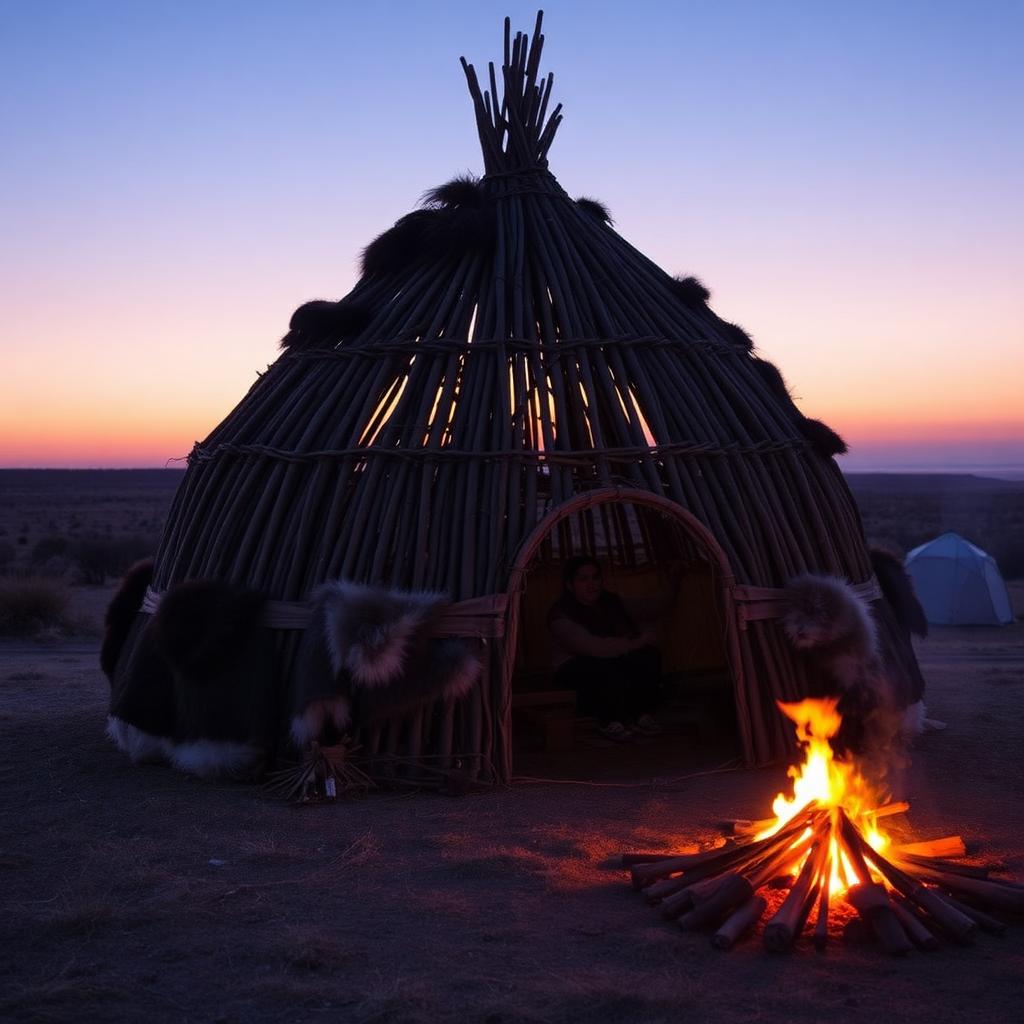 Symbolic imagery representing Sweat Lodge (Inípi).